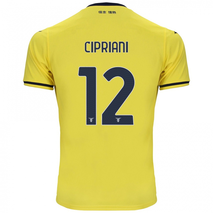 Gyermek Alessio Cipriani #12 Sárga Idegenbeli Jersey 2024/25 Mez Póló Ing