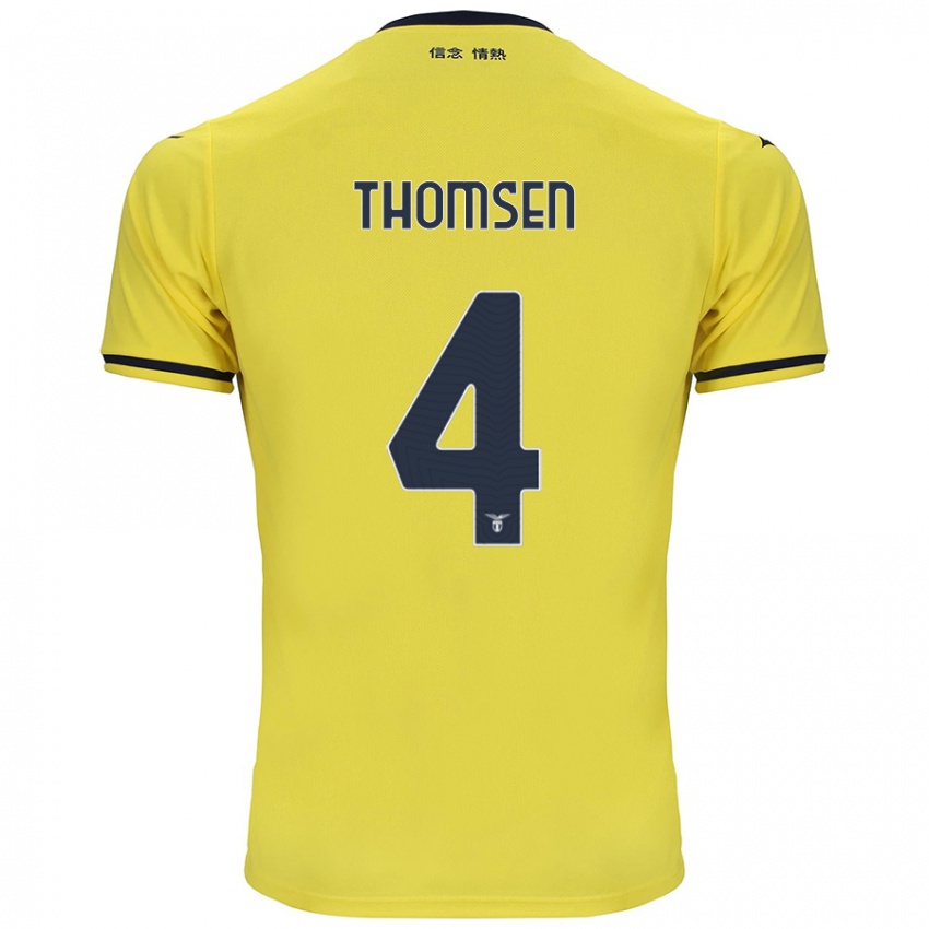 Gyermek Maria Møller Thomsen #4 Sárga Idegenbeli Jersey 2024/25 Mez Póló Ing