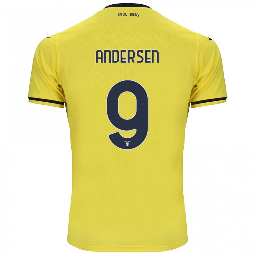 Gyermek Signe Holt Andersen #9 Sárga Idegenbeli Jersey 2024/25 Mez Póló Ing