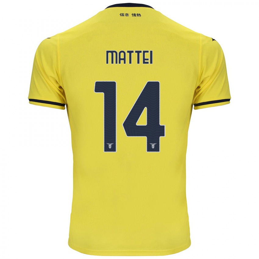 Gyermek Sarah Mattei #14 Sárga Idegenbeli Jersey 2024/25 Mez Póló Ing