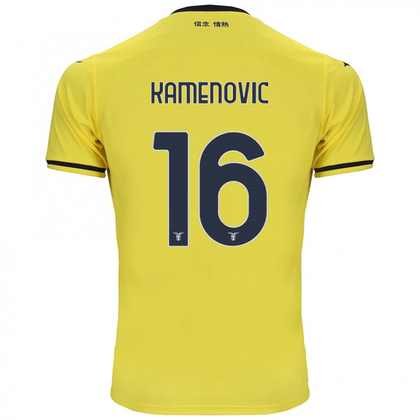 Gyermek Dimitrije Kamenović #16 Sárga Idegenbeli Jersey 2024/25 Mez Póló Ing