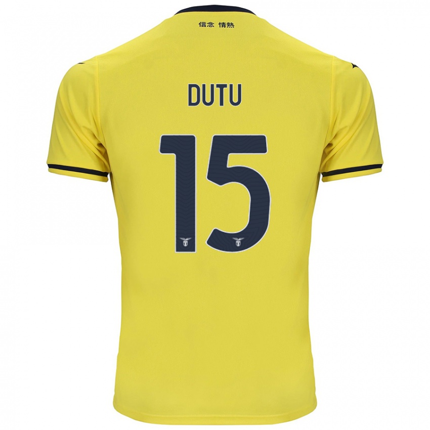 Gyermek Matteo Dutu #15 Sárga Idegenbeli Jersey 2024/25 Mez Póló Ing