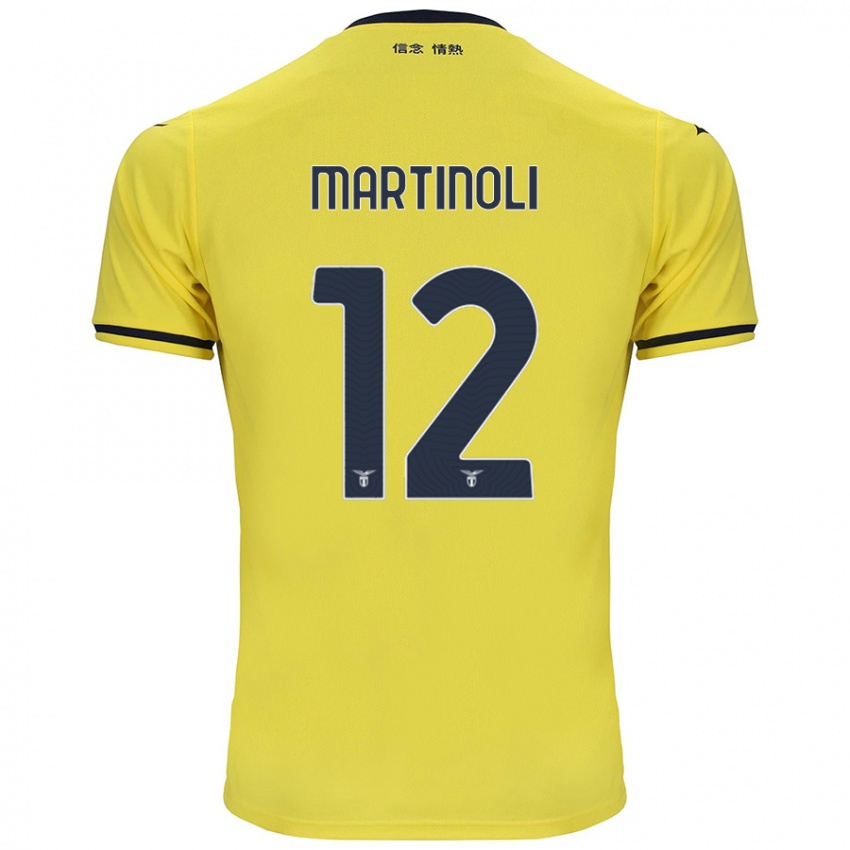 Gyermek Elettra Martinoli #12 Sárga Idegenbeli Jersey 2024/25 Mez Póló Ing