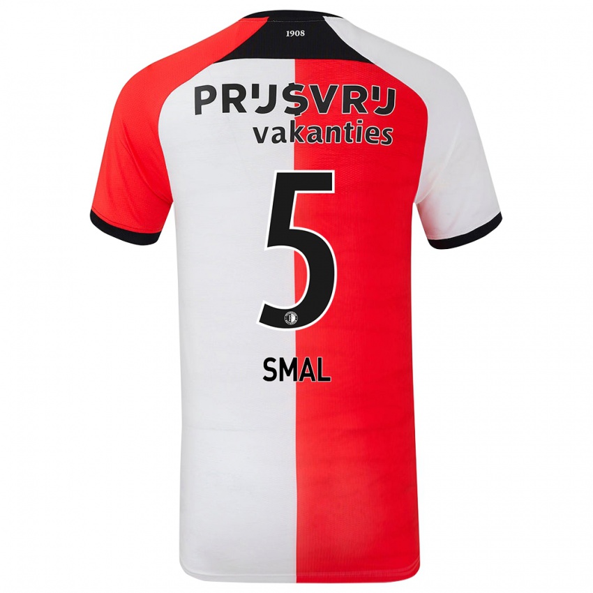 Férfi Gijs Smal #5 Piros Fehér Hazai Jersey 2024/25 Mez Póló Ing