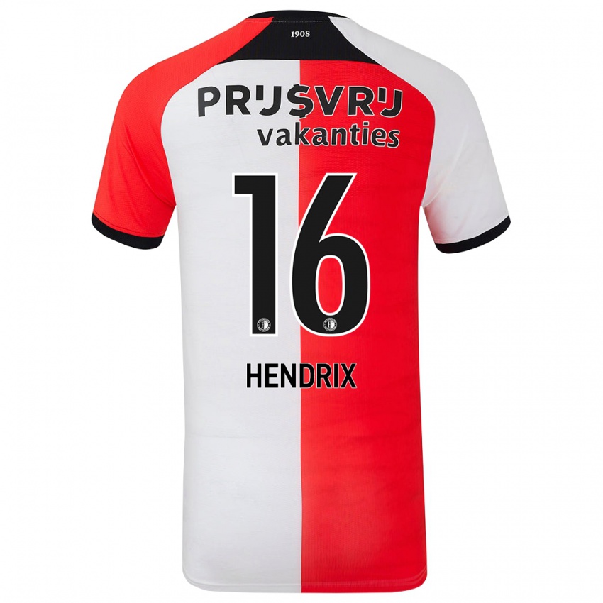 Férfi Jorrit Hendrix #16 Piros Fehér Hazai Jersey 2024/25 Mez Póló Ing