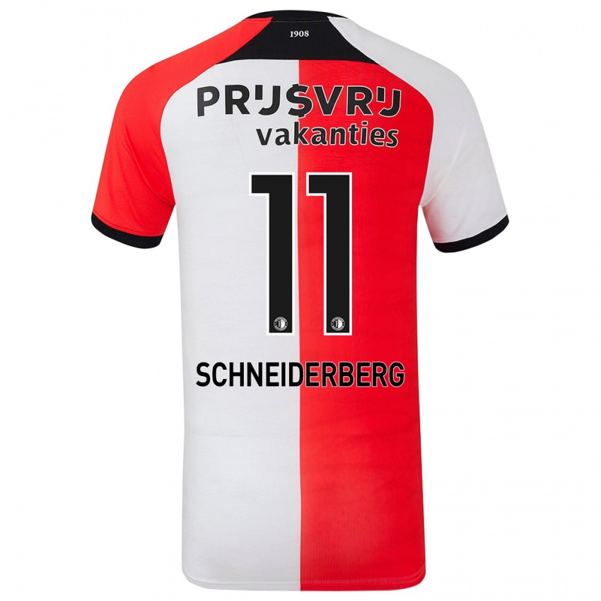 Férfi July Schneiderberg #11 Piros Fehér Hazai Jersey 2024/25 Mez Póló Ing