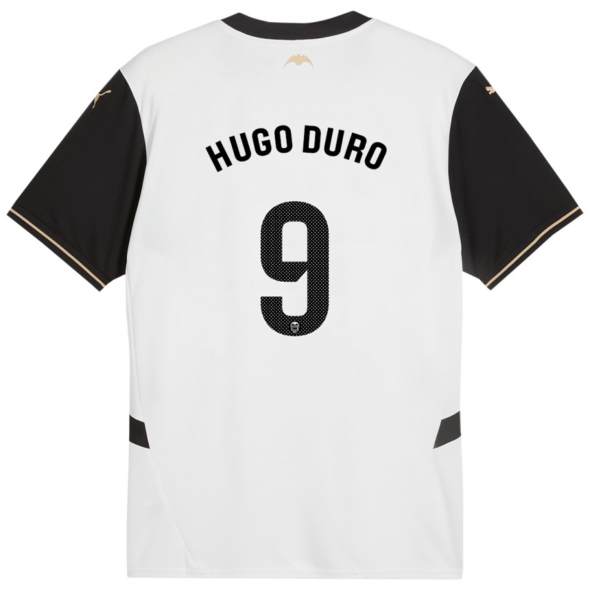 Férfi Hugo Duro #9 Fehér Fekete Hazai Jersey 2024/25 Mez Póló Ing