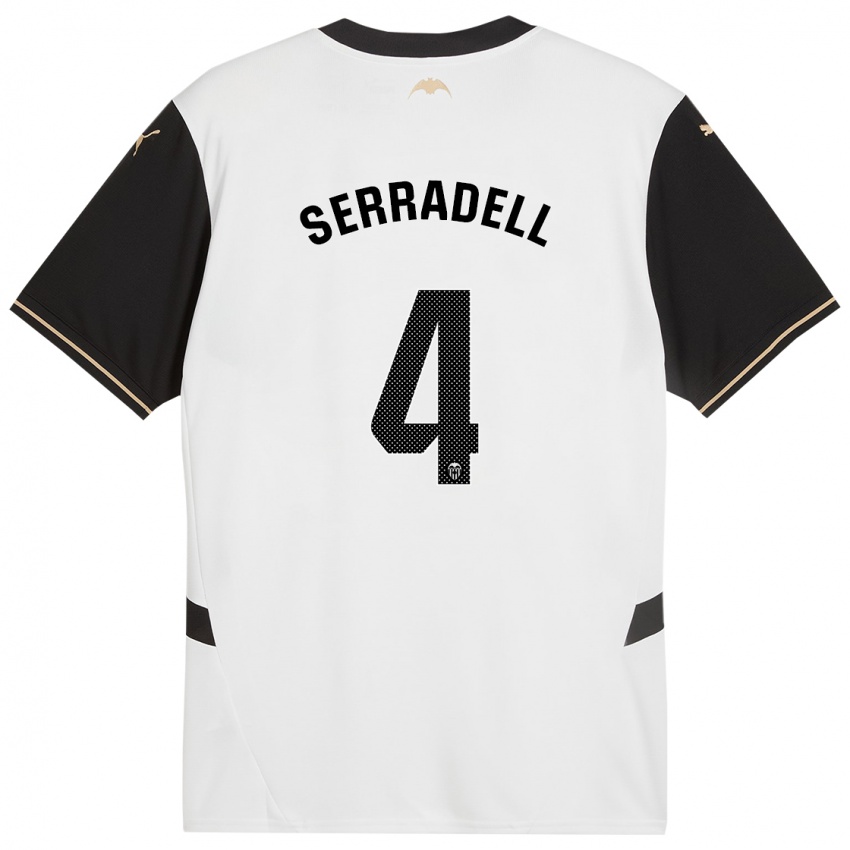 Férfi Álex Serradell #4 Fehér Fekete Hazai Jersey 2024/25 Mez Póló Ing