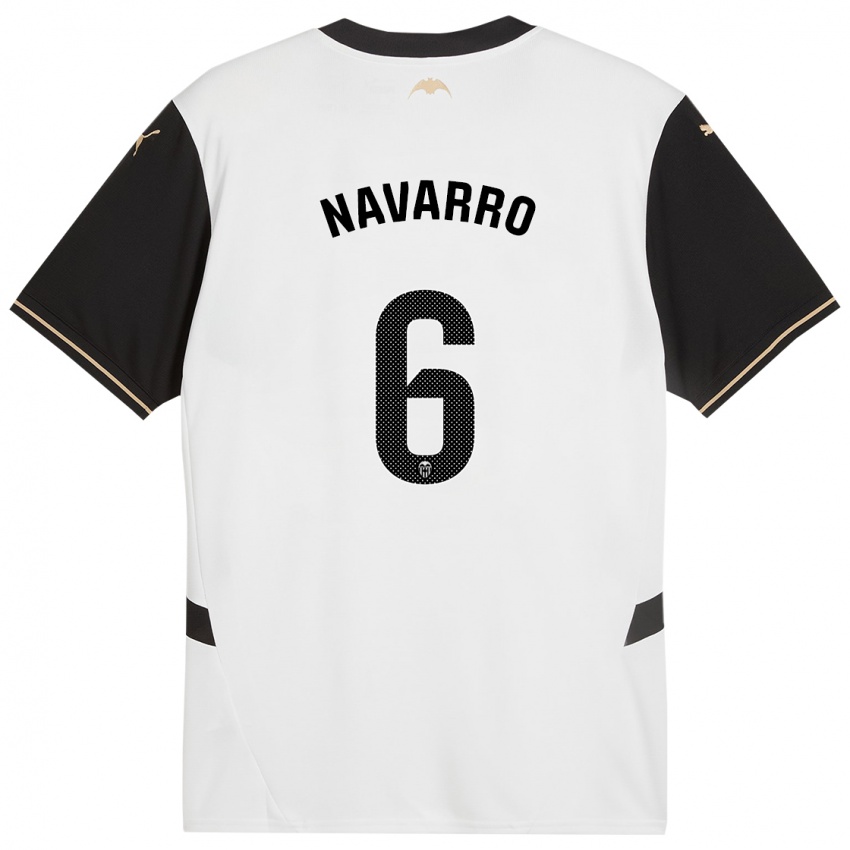 Férfi Javi Navarro #6 Fehér Fekete Hazai Jersey 2024/25 Mez Póló Ing