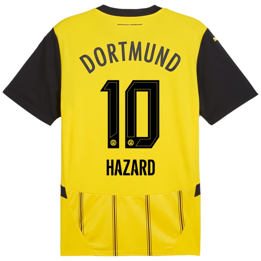 Férfi Thorgan Hazard #10 Sárga Fekete Hazai Jersey 2024/25 Mez Póló Ing