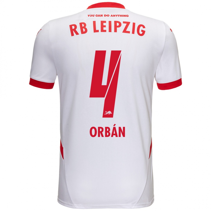 Férfi Willi Orban #4 Fehér Piros Hazai Jersey 2024/25 Mez Póló Ing