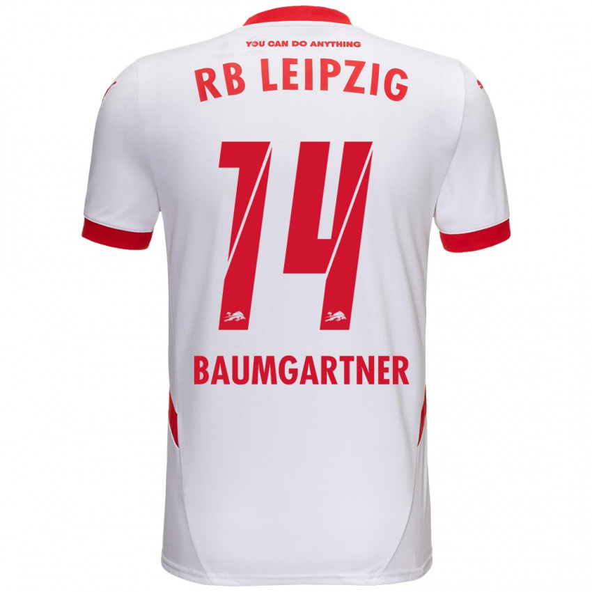 Férfi Christoph Baumgartner #14 Fehér Piros Hazai Jersey 2024/25 Mez Póló Ing