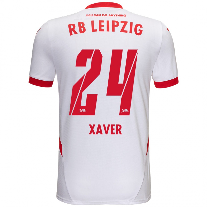 Férfi Xaver Schlager #24 Fehér Piros Hazai Jersey 2024/25 Mez Póló Ing