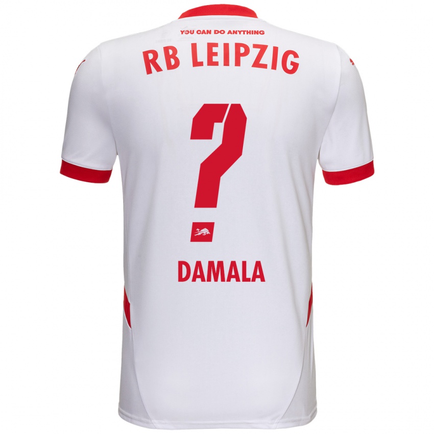 Férfi Bilal Damala #0 Fehér Piros Hazai Jersey 2024/25 Mez Póló Ing