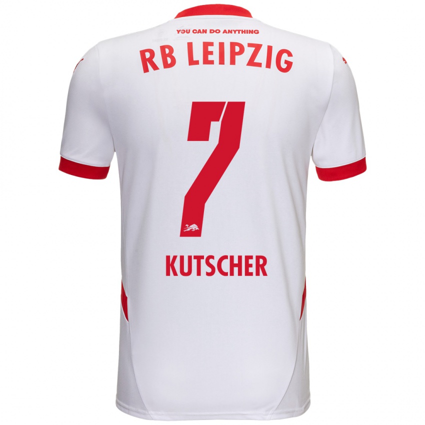 Férfi Matthes Kutscher #7 Fehér Piros Hazai Jersey 2024/25 Mez Póló Ing