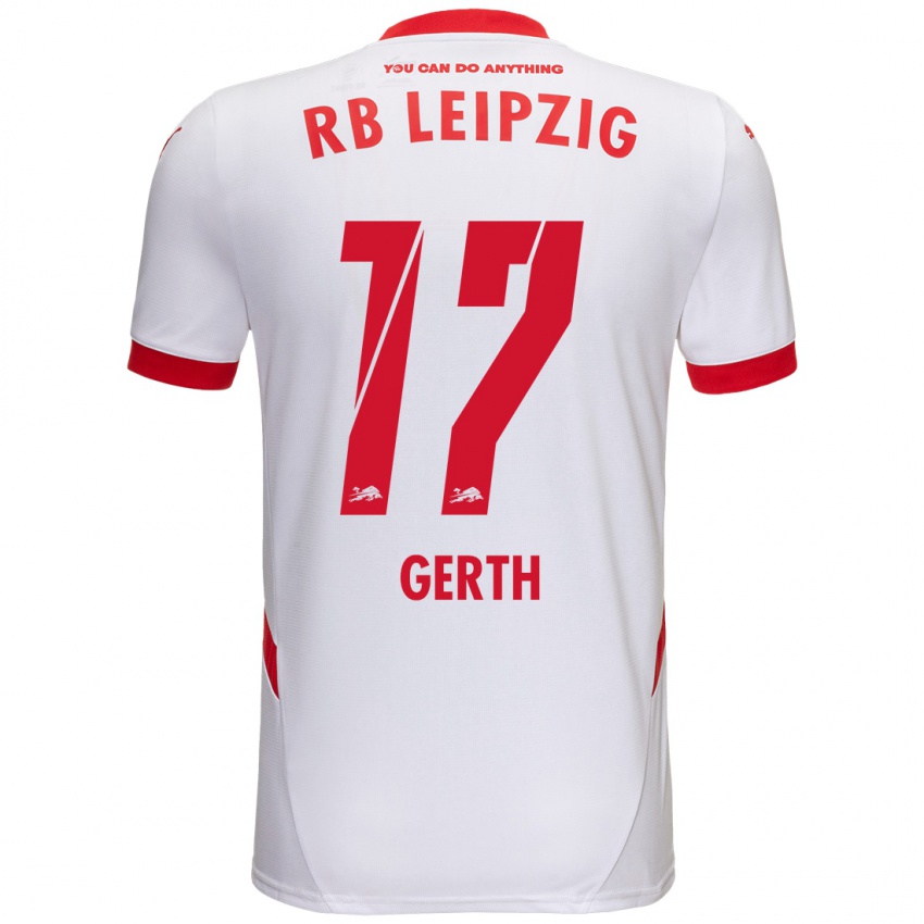 Férfi Amos Gerth #17 Fehér Piros Hazai Jersey 2024/25 Mez Póló Ing