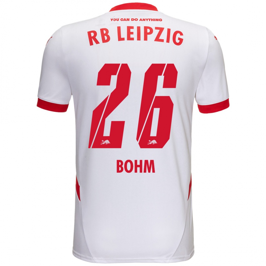 Férfi Pepe Böhm #26 Fehér Piros Hazai Jersey 2024/25 Mez Póló Ing