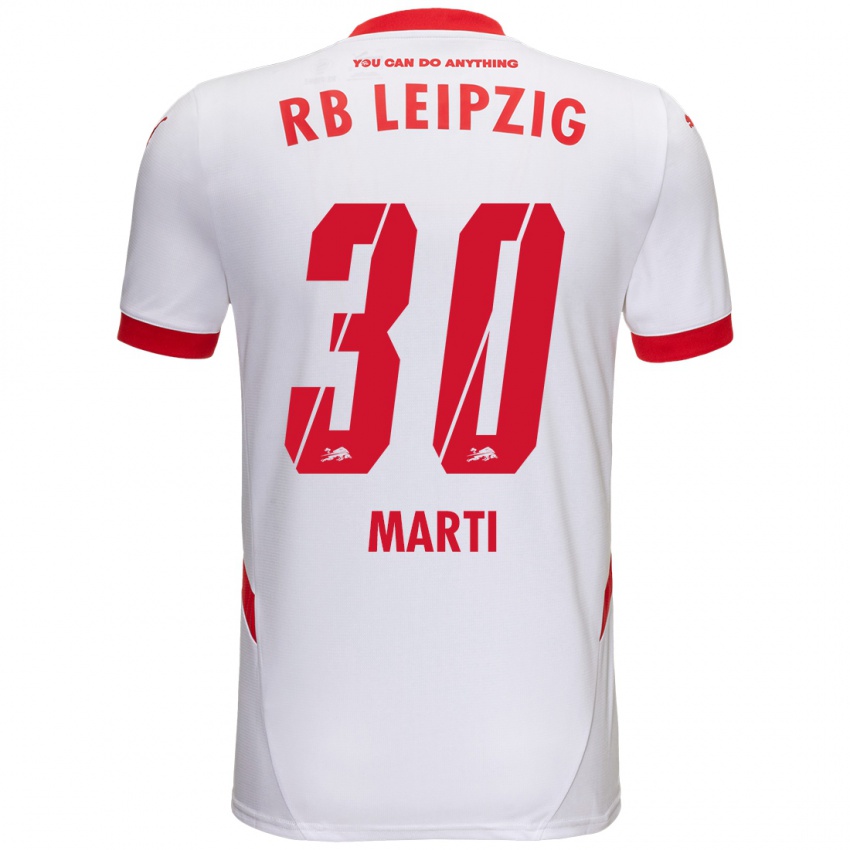 Férfi Lara Marti #30 Fehér Piros Hazai Jersey 2024/25 Mez Póló Ing