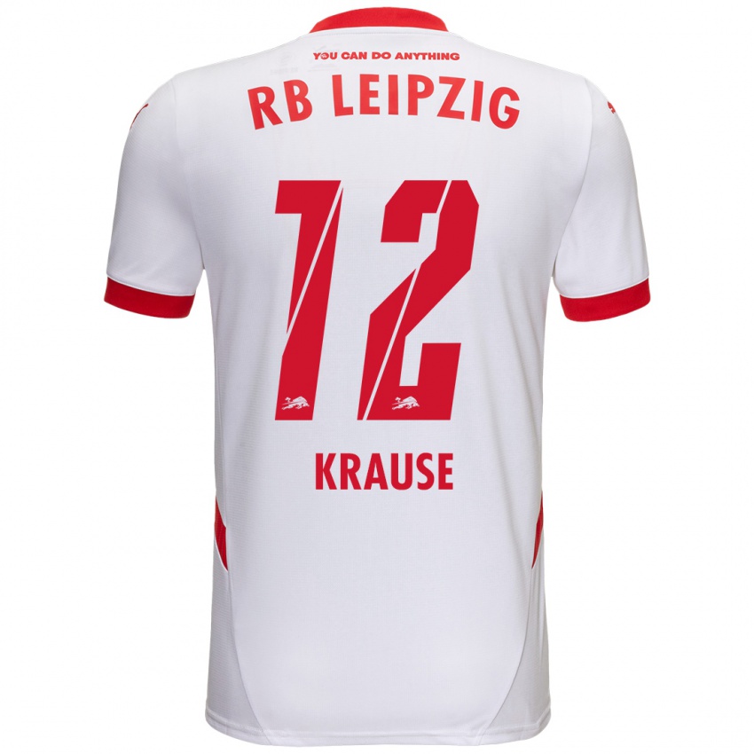 Férfi Arno Krause #12 Fehér Piros Hazai Jersey 2024/25 Mez Póló Ing