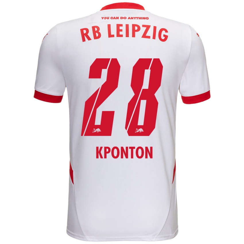 Férfi Marwan Kponton #28 Fehér Piros Hazai Jersey 2024/25 Mez Póló Ing