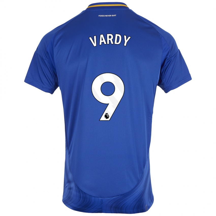 Férfi Jamie Vardy #9 Kék Fehér Hazai Jersey 2024/25 Mez Póló Ing