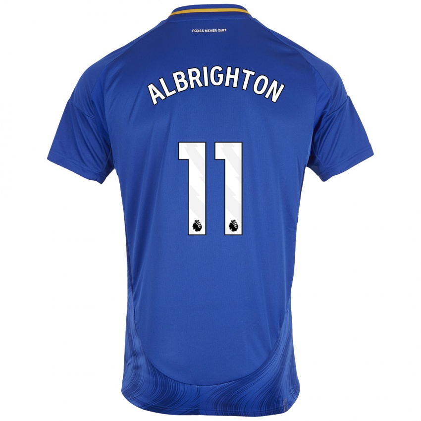 Férfi Marc Albrighton #11 Kék Fehér Hazai Jersey 2024/25 Mez Póló Ing