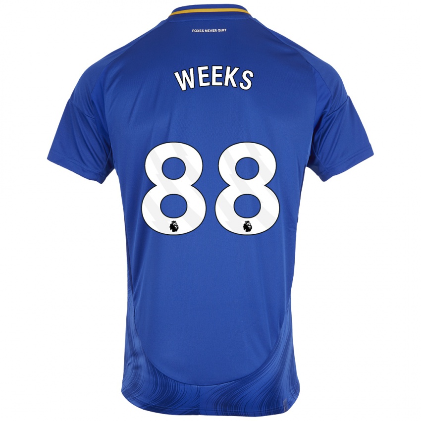 Férfi Tyler Weeks #88 Kék Fehér Hazai Jersey 2024/25 Mez Póló Ing