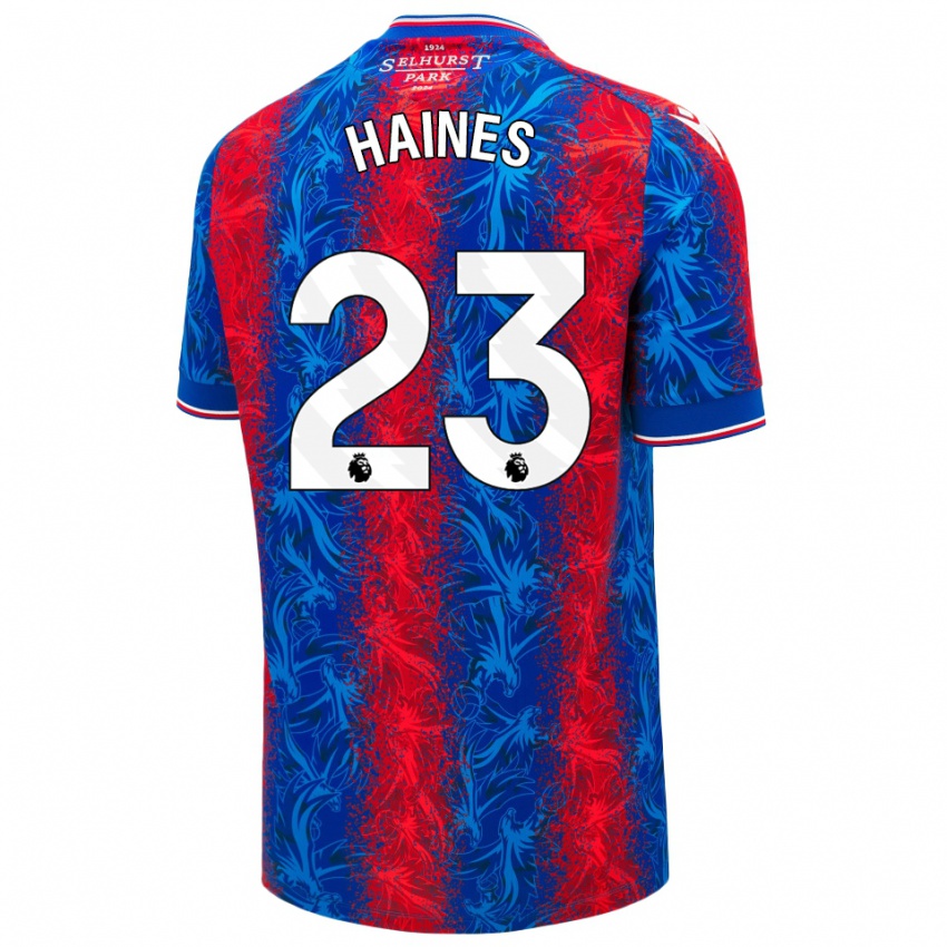 Férfi Coral-Jade Haines #23 Piros Kék Csíkok Hazai Jersey 2024/25 Mez Póló Ing