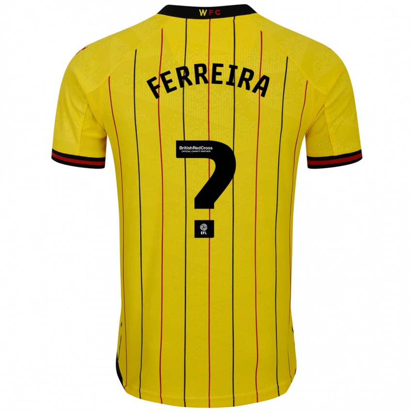 Férfi João Ferreira #0 Sárga Fekete Hazai Jersey 2024/25 Mez Póló Ing