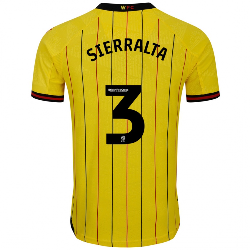 Férfi Francisco Sierralta #3 Sárga Fekete Hazai Jersey 2024/25 Mez Póló Ing