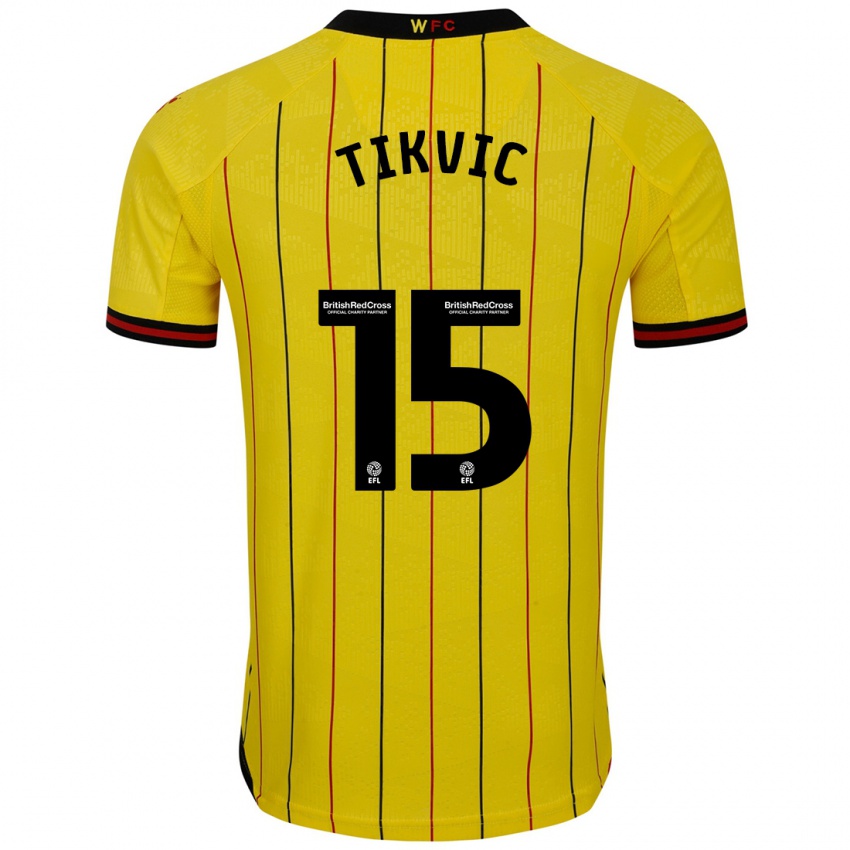 Férfi Antonio Tikvic #15 Sárga Fekete Hazai Jersey 2024/25 Mez Póló Ing