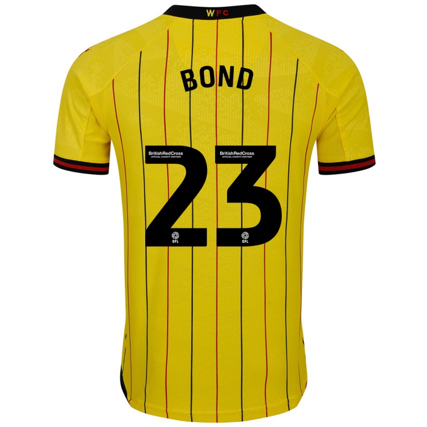 Férfi Jonathan Bond #23 Sárga Fekete Hazai Jersey 2024/25 Mez Póló Ing