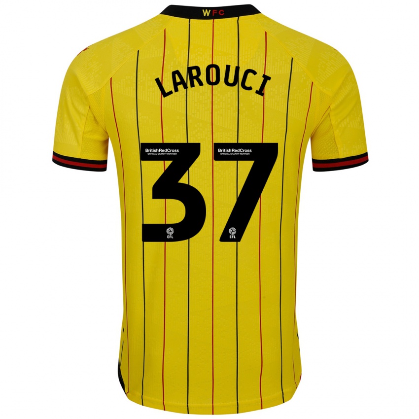 Férfi Yasser Larouci #37 Sárga Fekete Hazai Jersey 2024/25 Mez Póló Ing