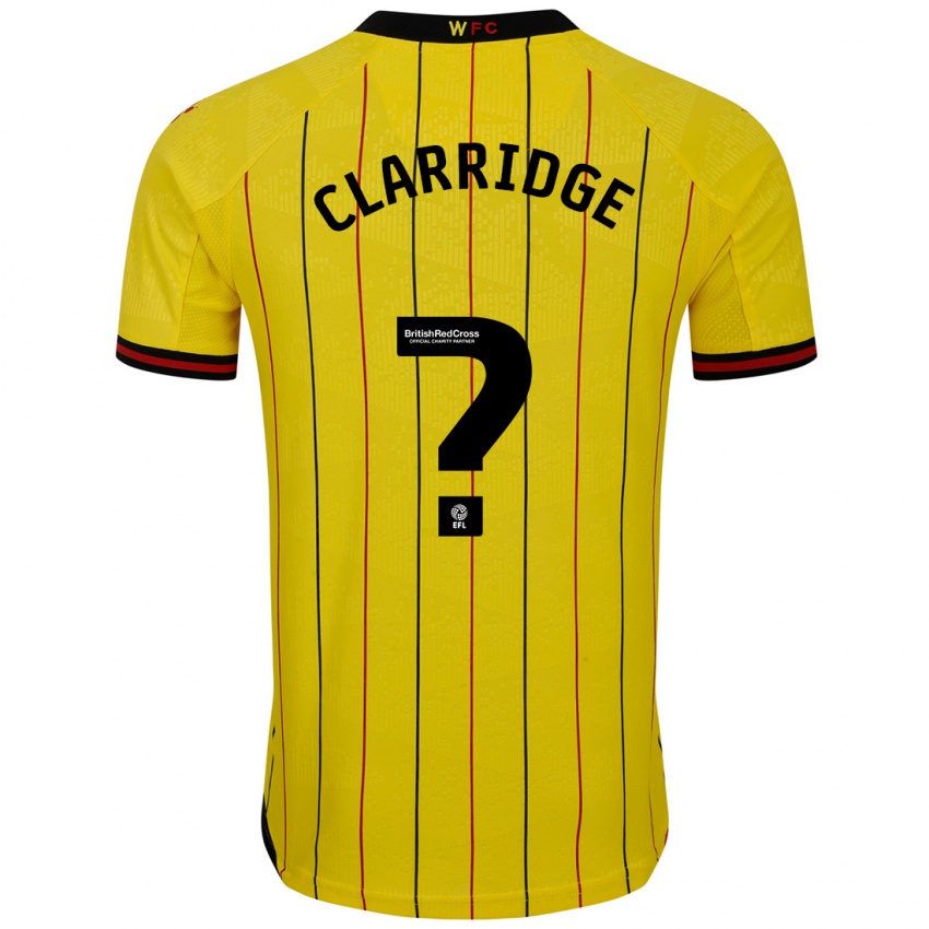 Férfi James Clarridge #0 Sárga Fekete Hazai Jersey 2024/25 Mez Póló Ing