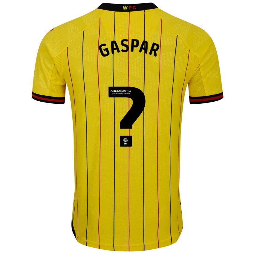 Férfi Luigi Gaspar #0 Sárga Fekete Hazai Jersey 2024/25 Mez Póló Ing