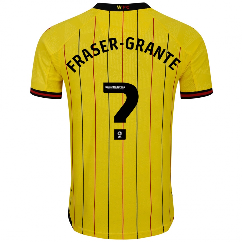 Férfi Zak Fraser-Grante #0 Sárga Fekete Hazai Jersey 2024/25 Mez Póló Ing