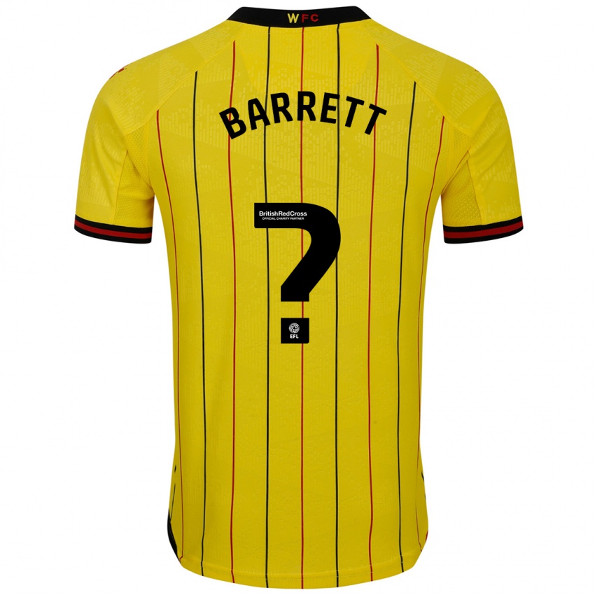 Férfi Hayden Barrett #0 Sárga Fekete Hazai Jersey 2024/25 Mez Póló Ing