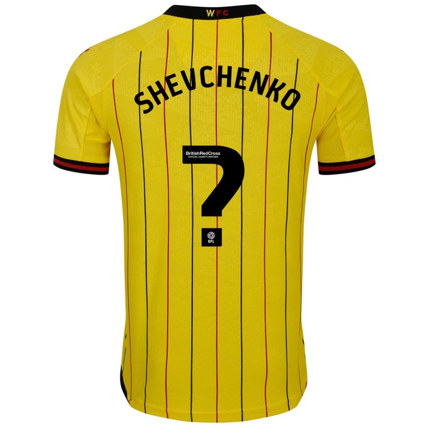 Férfi Kristian Shevchenko #0 Sárga Fekete Hazai Jersey 2024/25 Mez Póló Ing