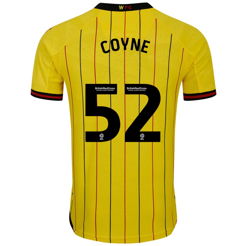 Férfi Aidan Coyne #52 Sárga Fekete Hazai Jersey 2024/25 Mez Póló Ing