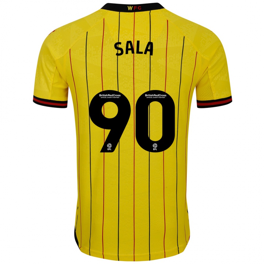 Férfi Joel Sala #90 Sárga Fekete Hazai Jersey 2024/25 Mez Póló Ing