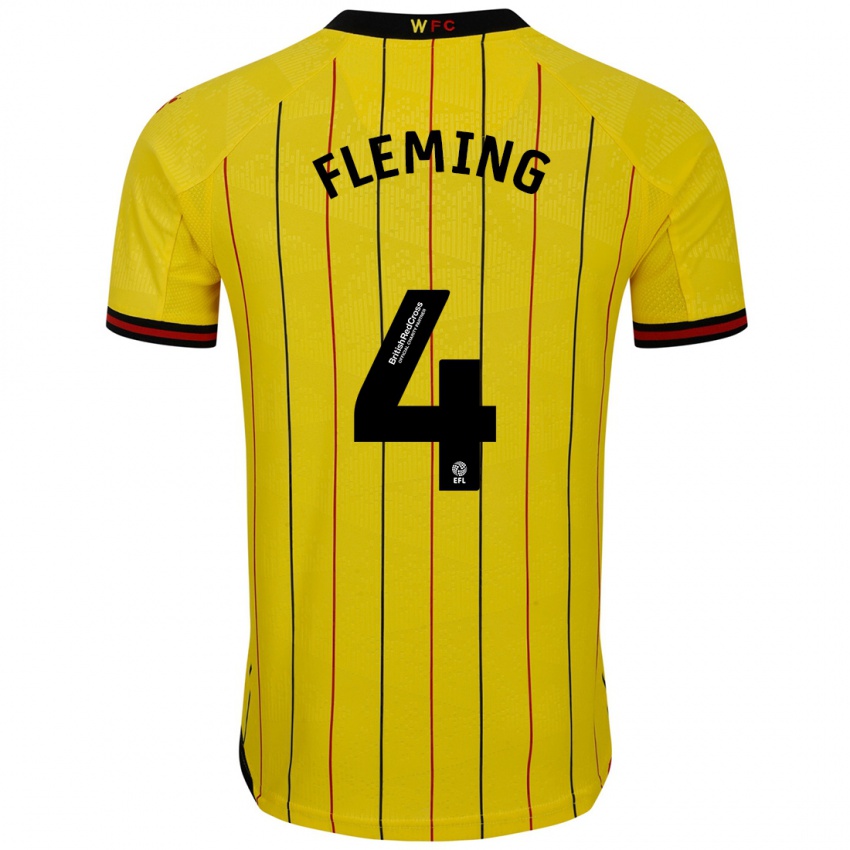 Férfi Charlotte Fleming #4 Sárga Fekete Hazai Jersey 2024/25 Mez Póló Ing