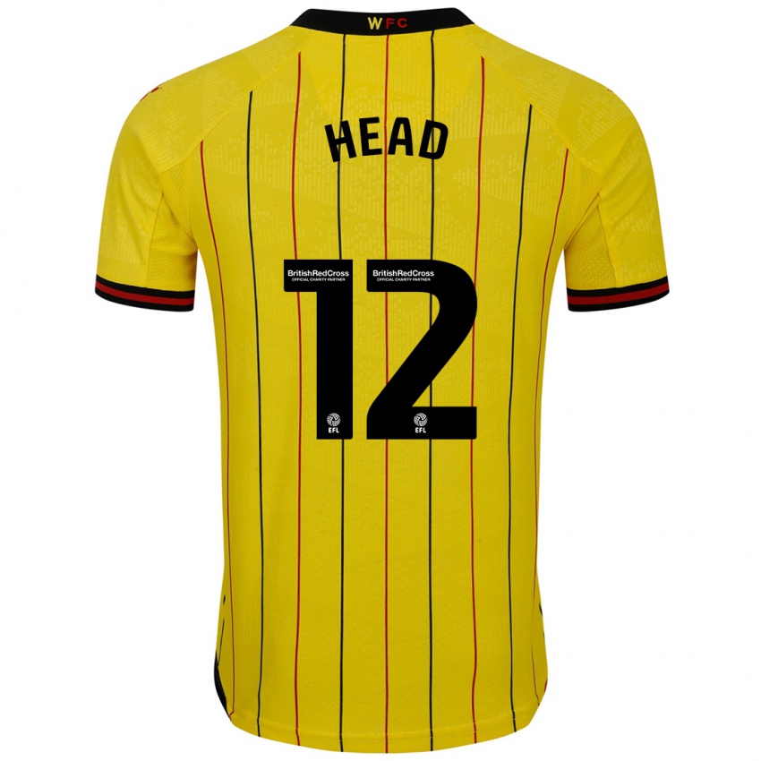 Férfi Ellie Head #12 Sárga Fekete Hazai Jersey 2024/25 Mez Póló Ing