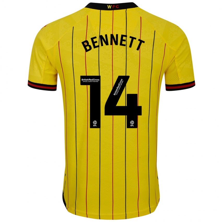 Férfi Harley Bennett #14 Sárga Fekete Hazai Jersey 2024/25 Mez Póló Ing