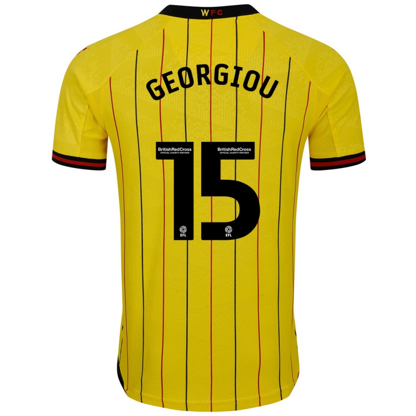 Férfi Andria Georgiou #15 Sárga Fekete Hazai Jersey 2024/25 Mez Póló Ing