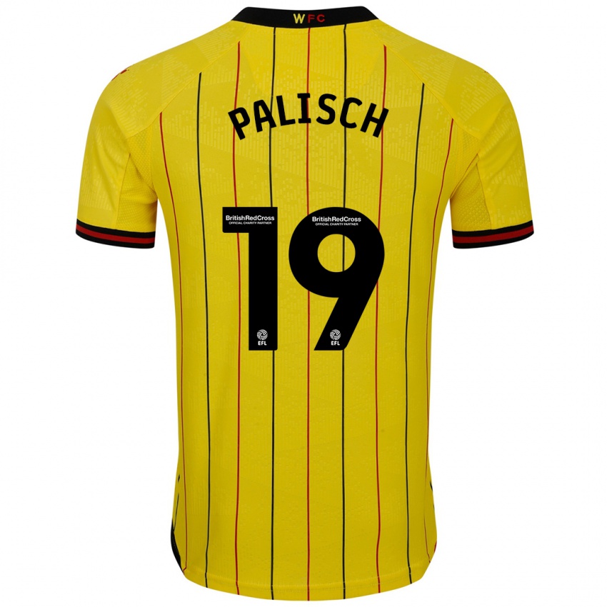 Férfi Alli Palisch #19 Sárga Fekete Hazai Jersey 2024/25 Mez Póló Ing