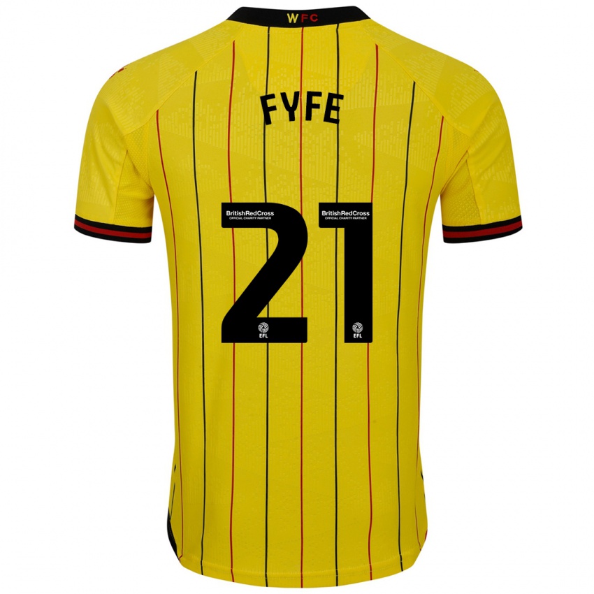 Férfi Flo Fyfe #21 Sárga Fekete Hazai Jersey 2024/25 Mez Póló Ing