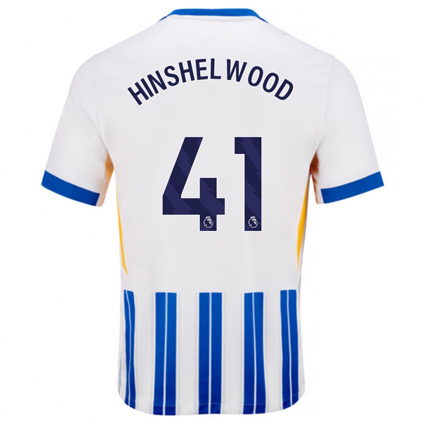 Férfi Jack Hinshelwood #41 Fehér Kék Csíkos Hazai Jersey 2024/25 Mez Póló Ing