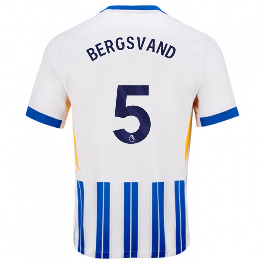 Férfi Guro Bergsvand #5 Fehér Kék Csíkos Hazai Jersey 2024/25 Mez Póló Ing