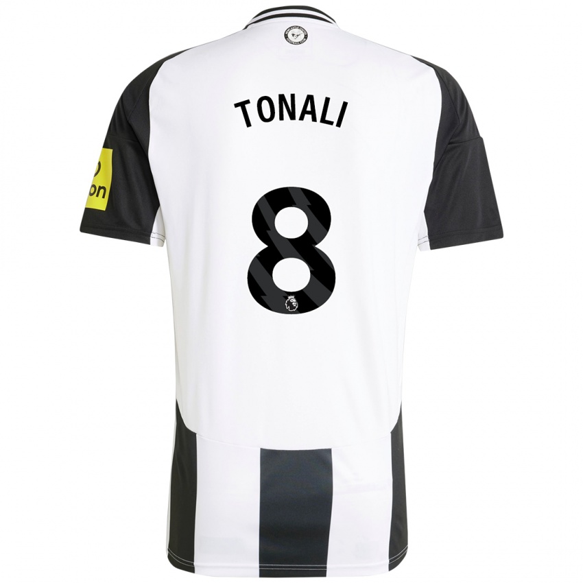 Férfi Sandro Tonali #8 Fehér Fekete Hazai Jersey 2024/25 Mez Póló Ing