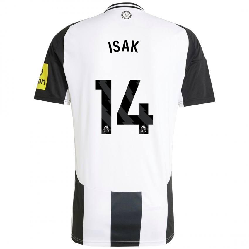 Férfi Alexander Isak #14 Fehér Fekete Hazai Jersey 2024/25 Mez Póló Ing